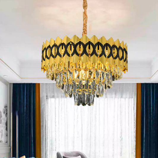 Crystal Chandelier Pierrefonds nemes 6xe14, 40 cm átmérőjű, fényes arany, állítható magasság