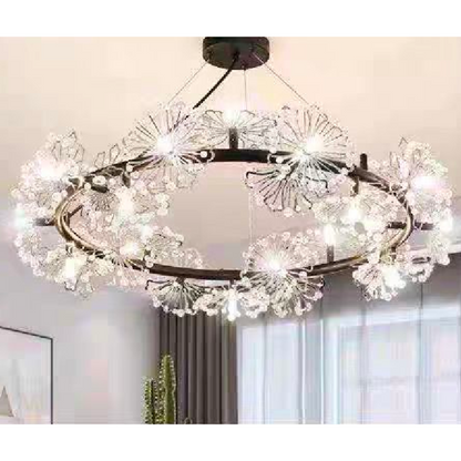 Crystal Chandelier Petalo Lononi, 62 cm átmérőjű, 25xg4, fekete, állítható magasság