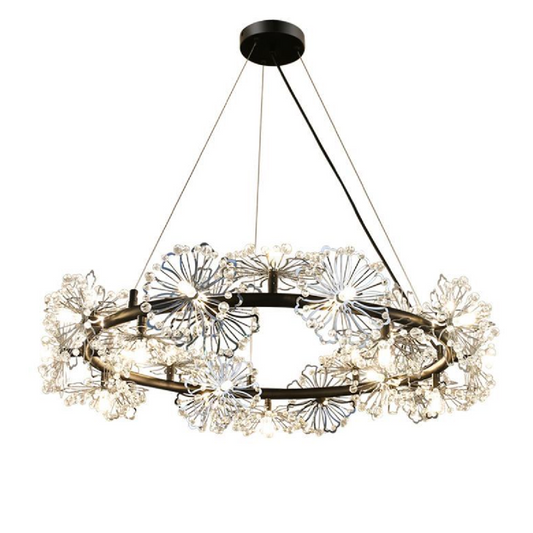 Crystal Chandelier Petalo Lononi, 62 cm átmérőjű, 25xg4, fekete, állítható magasság