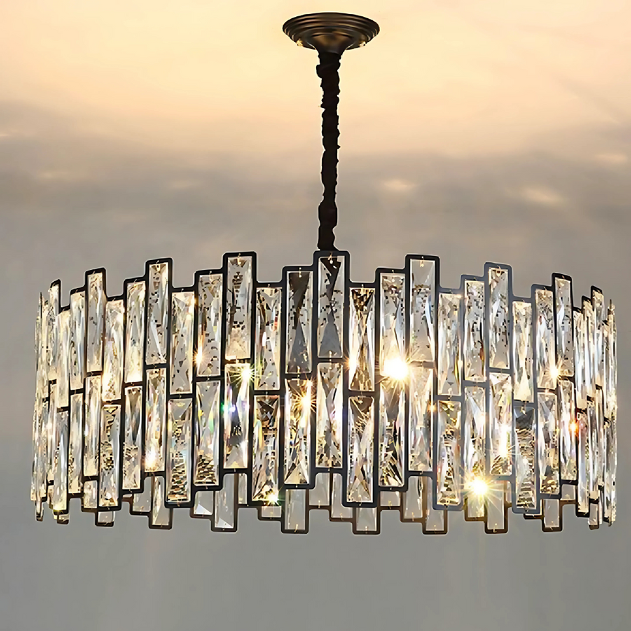 Crystal Chandelier Malbork Eleganza 6xe27, 49 cm átmérőjű, fekete, állítható magasság