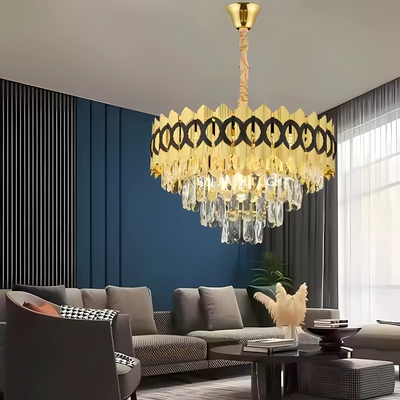 Crystal Chandelier Pierrefonds nemes 6xe14, 40 cm átmérőjű, fényes arany, állítható magasság