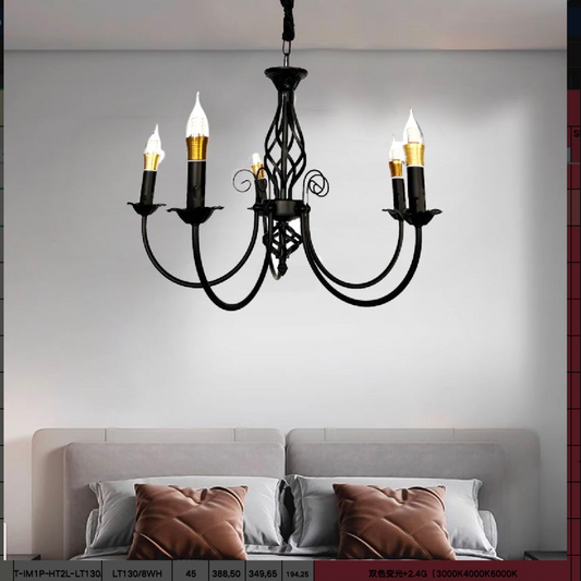 Crystal Chandelier Pearl, 5xe14, fekete, állítható magasság