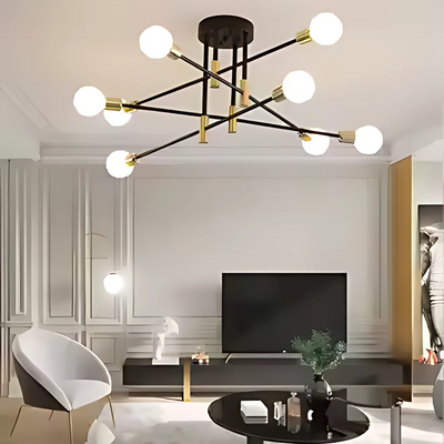 Modernista csillár Hexa 8 duó, 8x e27, fekete és arany, modern dizájn