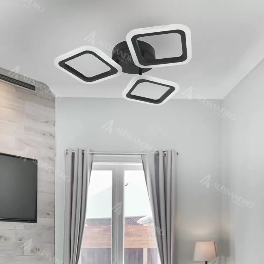 LED LED Pulsaris 32W, 3 négyzet, hideg/forró/semleges fény, fekete