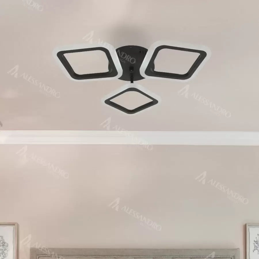 LED LED Pulsaris 32W, 3 négyzet, hideg/forró/semleges fény, fekete