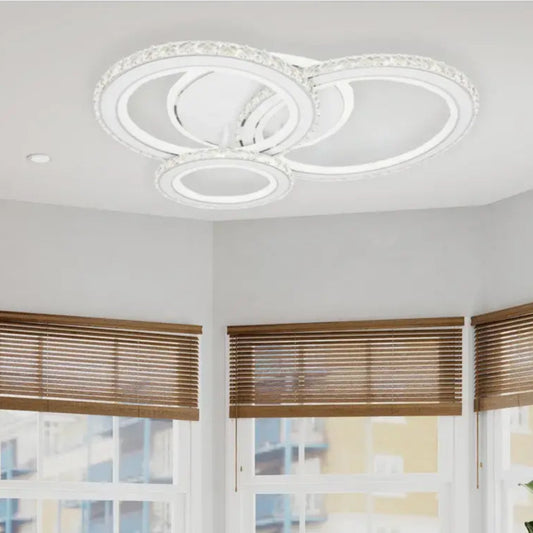 LED -csillár távirányítóval és Crystal Nova RGB 154W, 3 kör, hideg/forró/semleges fény, fehér, fehér