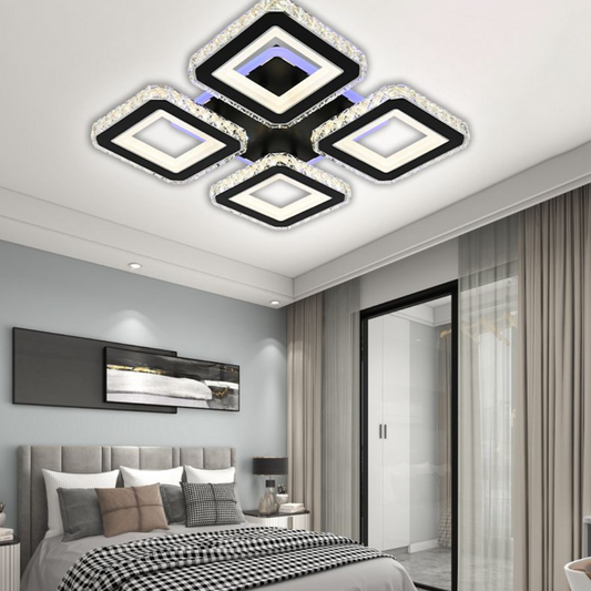 LED -csillár távirányítóval és Crystal Leila RGB 79W, 4 négyzet