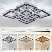 LED -csillár távirányítóval és kristály Quadria Supremo RGB 198W, 8 négyzet