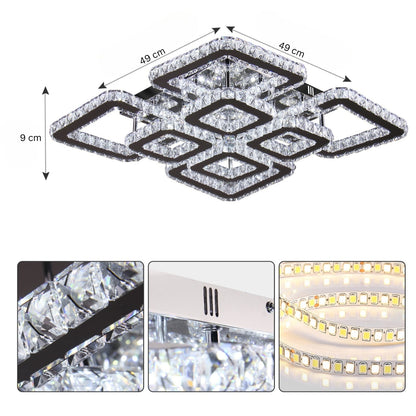LED -csillár távirányítóval és kristály Quadria Supremo RGB 198W, 8 négyzet