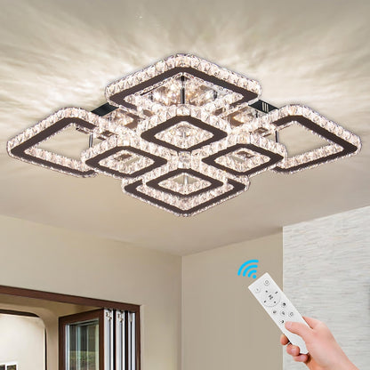 LED -csillár távirányítóval és kristály Quadria Supremo RGB 198W, 8 négyzet