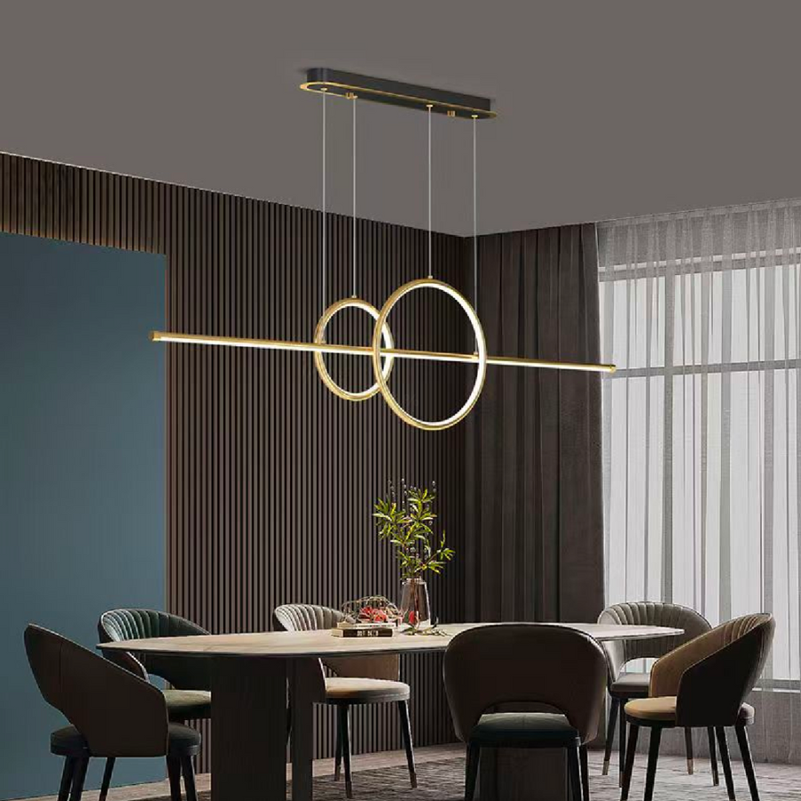 A LED -csillárot 42W -os Cassandra távirányítóval, hideg/forró/semleges fényvel felfüggesztették, arany, arany, állítható magasság