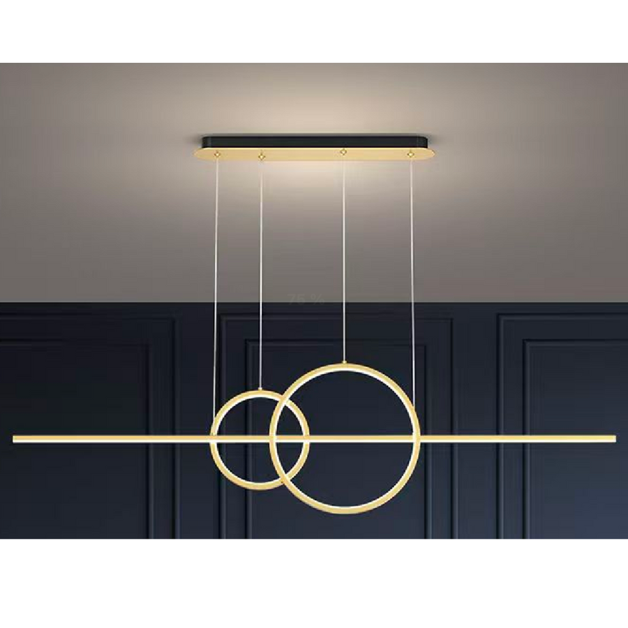 A LED -csillárot 42W -os Cassandra távirányítóval, hideg/forró/semleges fényvel felfüggesztették, arany, arany, állítható magasság