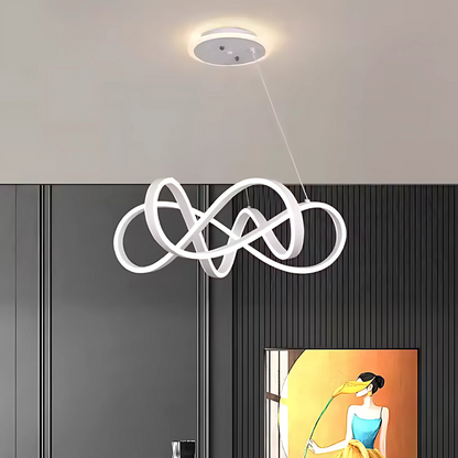 LED -csillár, amely Infinity Halo 138W távirányítóval felfüggesztette, hideg/forró/semleges fény, fehér, fehér, állítható magasság
