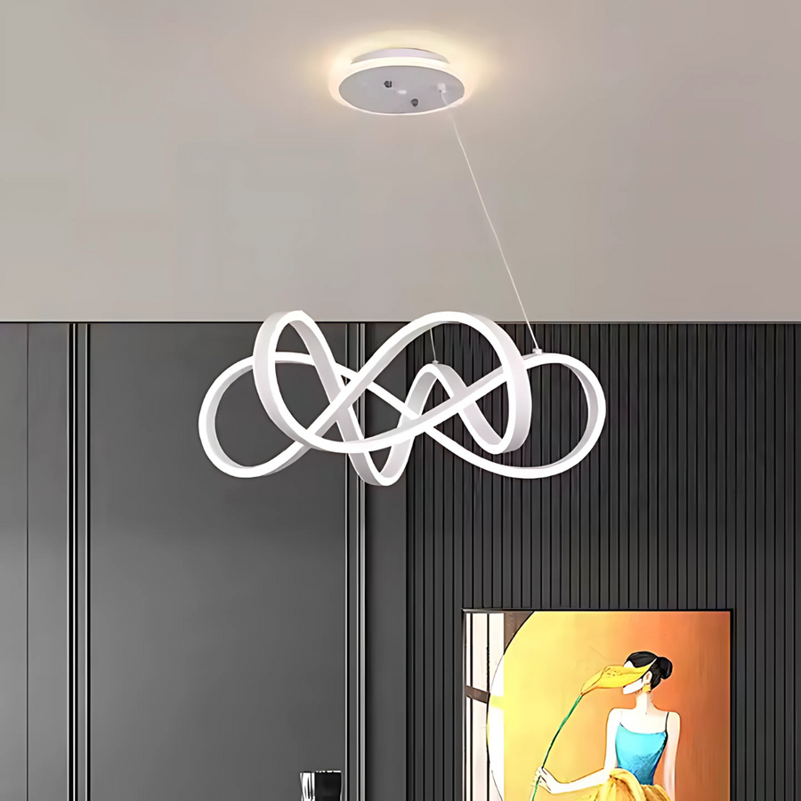 LED -csillár, amely Infinity Halo 138W távirányítóval felfüggesztette, hideg/forró/semleges fény, fehér, fehér, állítható magasság