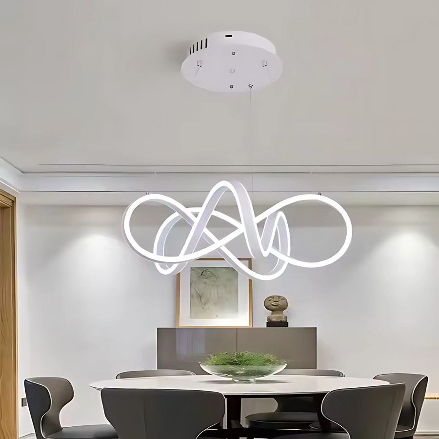 LED -csillár, amely Infinity Halo 138W távirányítóval felfüggesztette, hideg/forró/semleges fény, fehér, fehér, állítható magasság
