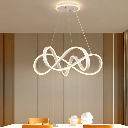 LED -csillár, amely Infinity Halo 138W távirányítóval felfüggesztette, hideg/forró/semleges fény, fehér, fehér, állítható magasság
