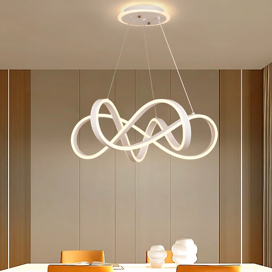 LED -csillár, amely Infinity Halo 138W távirányítóval felfüggesztette, hideg/forró/semleges fény, fehér, fehér, állítható magasság
