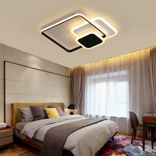 LED -csillár Anemona távirányítóval, 75W, 3 négyzet, hideg/forró/semleges fény, instabil, fekete