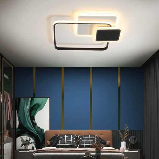 LED -csillár Anemona távirányítóval, 75W, 3 négyzet, hideg/forró/semleges fény, instabil, fekete
