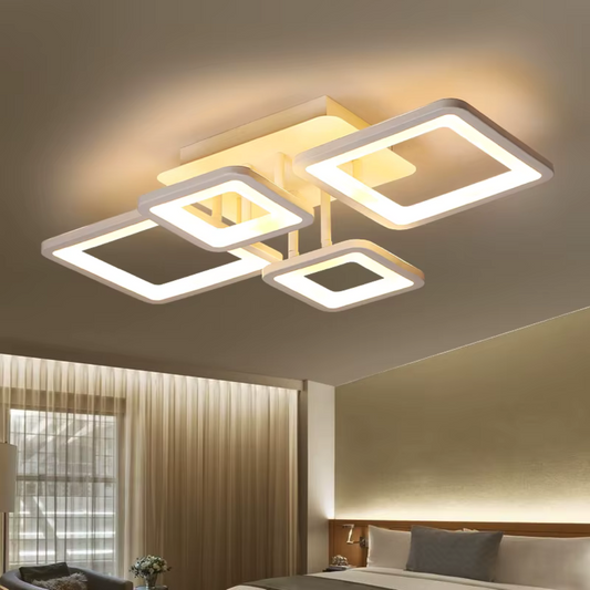 LED -vágy távirányítóval, Ella, 4 négyzet, 85W, hideg/forró/semleges fény, instabil, fehér