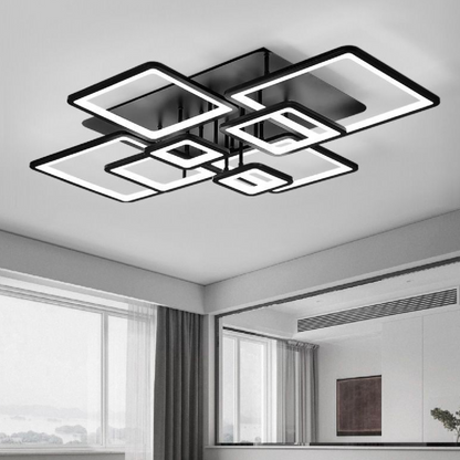 LED -csillár távirányítóval Ella 203W, 8 négyzet, hideg/forró/semleges fény, instabil, fekete