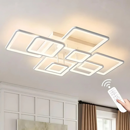 LED -csillár távirányítóval Ella 203W, 8 négyzet, hideg/forró/semleges fény, instabil, fehér