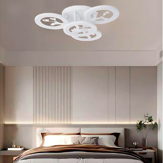 LED -csillár távirányítóval és Daisy 49W Crystal, 4 elem, hideg/forró/semleges fény, instabil, fehér