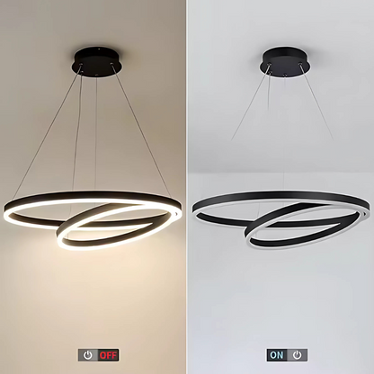 Pagano 31W felfüggesztett LED, 2 kör, hideg/forró/semleges fény, under, fekete, állítható magasság