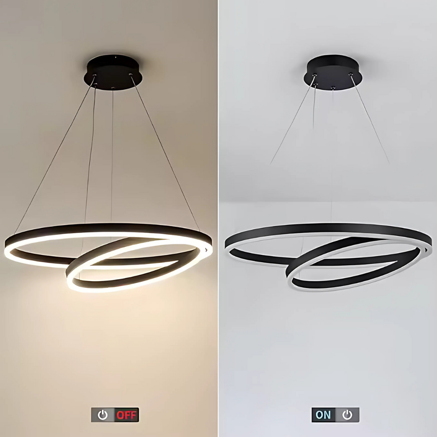 Pagano 31W felfüggesztett LED, 2 kör, hideg/forró/semleges fény, under, fekete, állítható magasság