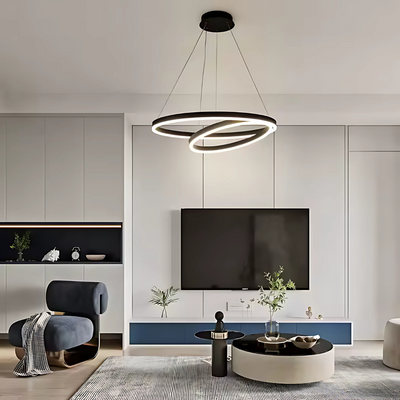 Pagano 31W felfüggesztett LED, 2 kör, hideg/forró/semleges fény, under, fekete, állítható magasság