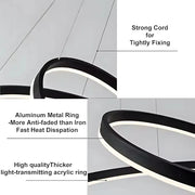 Függesztett LED csillár távirányítóval CASIANA 41W, 2 kör, hideg/meleg/semleges fény, szabályozható, fekete, állítható magasságú