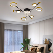 LED -csillár távirányítóval és Guida 38W kristály, 6 elem, hideg/forró/semleges fény, under, aranyfekete