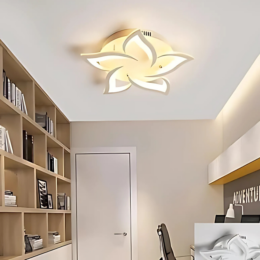 LED -csillár Lotus 74W távirányítóval, 5 szirm, hideg/forró/semleges fény, instabil, fehér
