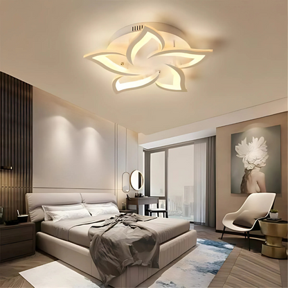 LED -csillár Lotus 74W távirányítóval, 5 szirm, hideg/forró/semleges fény, instabil, fehér
