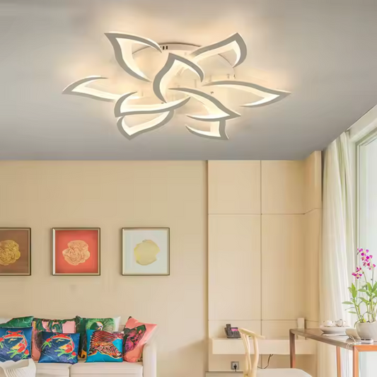 LED csillár távirányítóval LOTUS 92W, 9 szirom, hideg/meleg/semleges fény, szabályozható, fehér