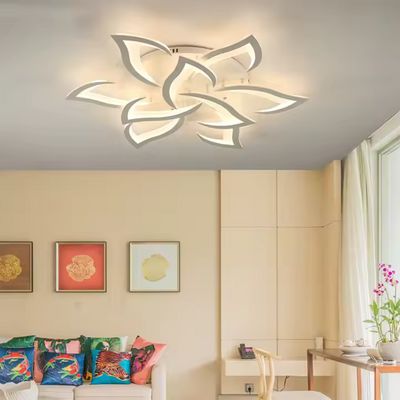 LED csillár távirányítóval LOTUS 92W, 9 szirom, hideg/meleg/semleges fény, szabályozható, fehér