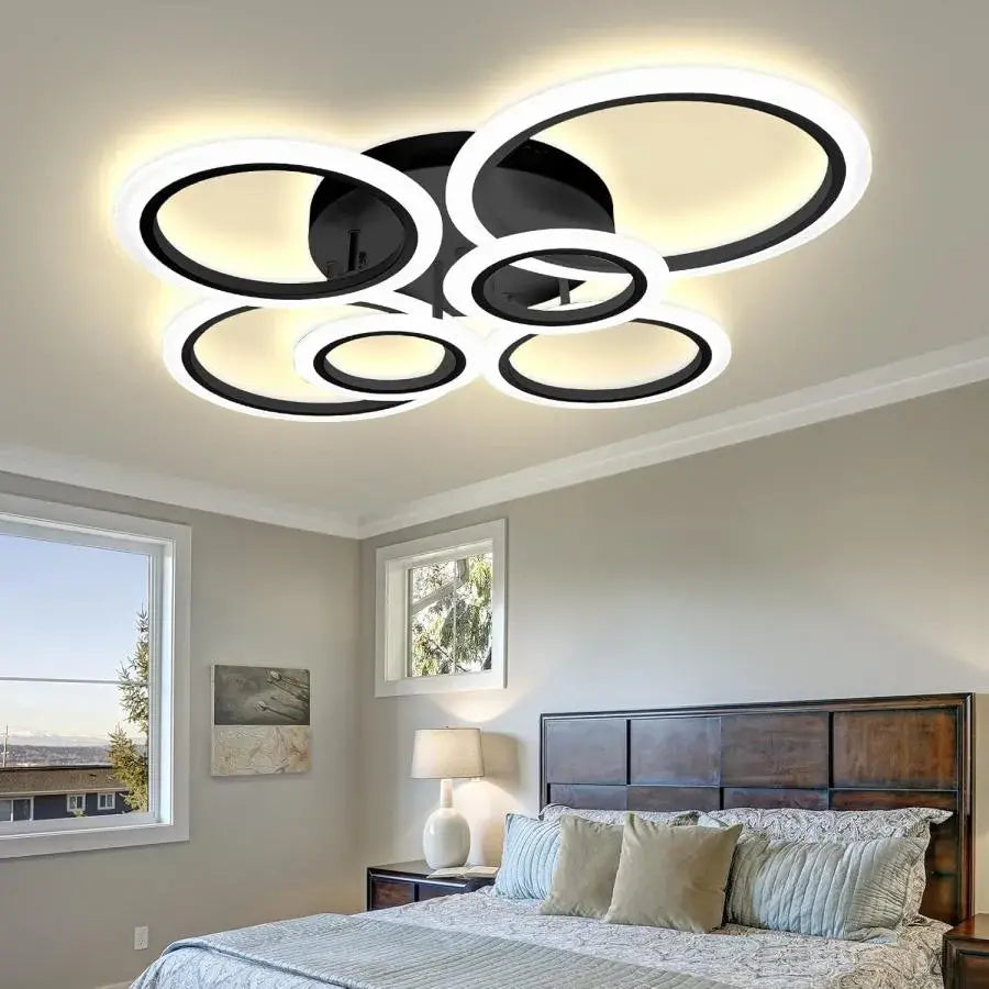 LED -csillár Betty 82W távirányítóval, 6 kör, hideg/forró/semleges fény, instabil, fekete