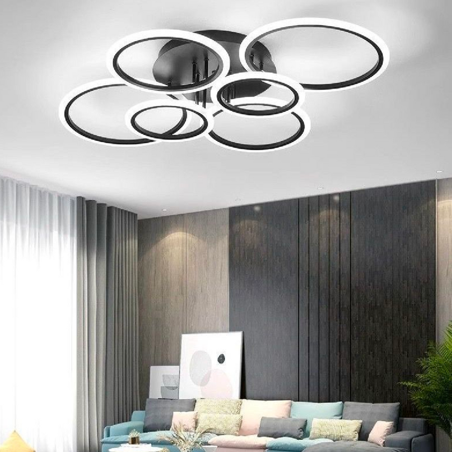 LED -csillár Betty 82W távirányítóval, 6 kör, hideg/forró/semleges fény, instabil, fekete