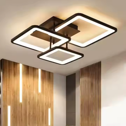 LED -csillár Zoe 64W távirányítóval, 3 négyzet, hideg/forró/semleges fény, instabil, fekete