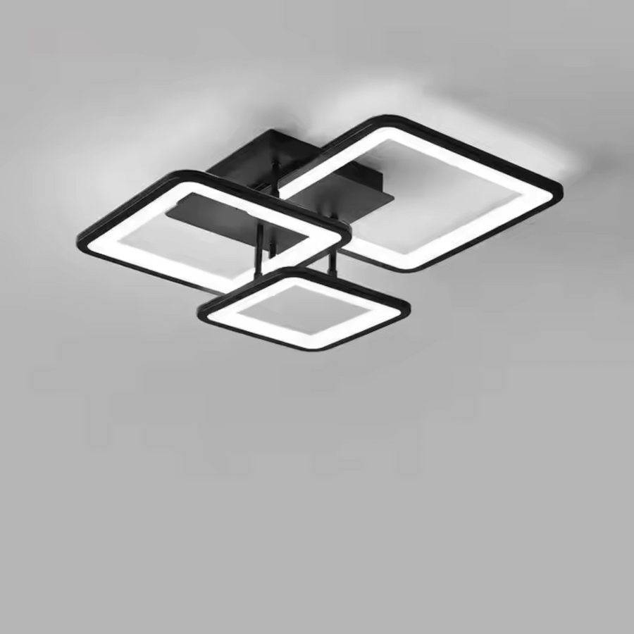 LED -csillár Zoe 64W távirányítóval, 3 négyzet, hideg/forró/semleges fény, instabil, fekete