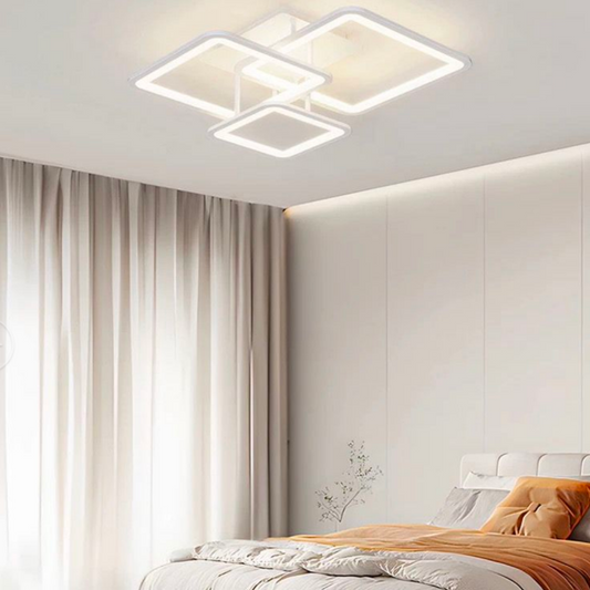 LED chandelier with remote control, zoe, 3 squares, 64W, cold/hot/neutral light, unstable, white