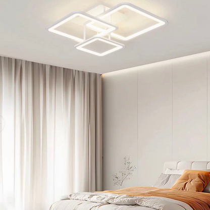 LED -csillár Zoe távirányítóval, 64W, 3 négyzet, hideg/forró/semleges fény, instabil, fehér