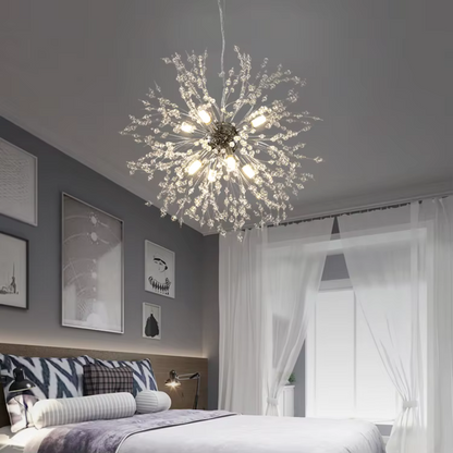 Schönbrunn Crystal Chandelier, 9x G9, 49 cm átmérőjű, fényes ezüst, állítható magasság
