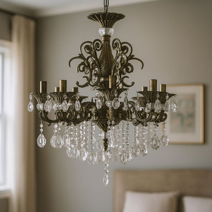 Crystal Chandelier Sanssoci Magno, 8xe14, 65 cm átmérőjű, antik sárgaréz
