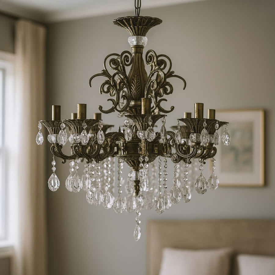 Crystal Chandelier Sanssoci Magno, 8xe14, 65 cm átmérőjű, antik sárgaréz