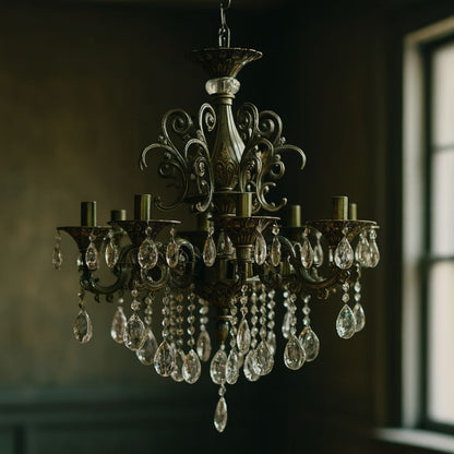 Crystal Chandelier Sanssoci Magno, 8xe14, 65 cm átmérőjű, antik sárgaréz