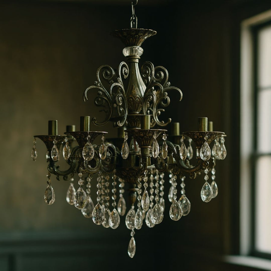Crystal Chandelier Sanssoci Magno, 8xe14, 65 cm átmérőjű, antik sárgaréz