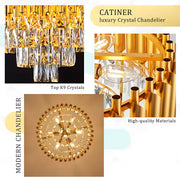 Crystal Chandelier Versailles Eleganza 8x E14, 49 cm átmérőjű, arany, állítható magasság
