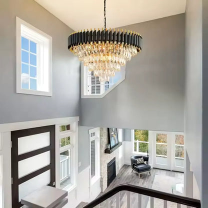 Crystal Chandelier Versailles Magno 8xe27, 60 cm átmérőjű, fényes és fekete arany, állítható magasság