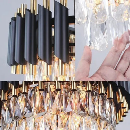 Crystal Chandelier Versailles Supremo 12xe27, 80 cm átmérőjű, fényes és fekete arany, állítható magasság